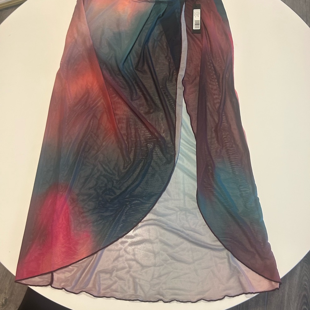 TA3 Maxi Skirty Watercolor Sheer Wrap Skirt